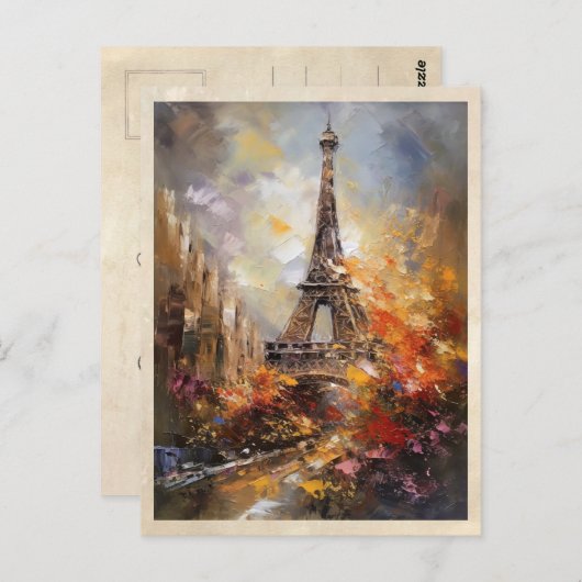 Parijs Abstracte olieverf in de Eiffeltoren Briefkaart (Voorkant / Achterkant)