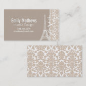 Parijs; amandelkleur Damaskpatroon Visitekaartje (Voorkant / Achterkant)