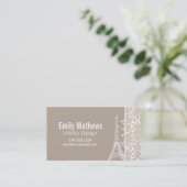 Parijs; amandelkleur Damaskpatroon Visitekaartje (Staand voorkant)