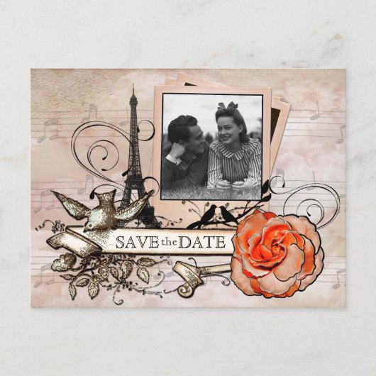 Parijs antiek thema custom PHOTO briefkaart (Voorkant)