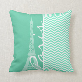 Parijs; Aquamarine Chevron Kussen