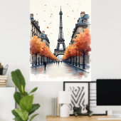 Parijs aquarel kunst poster (Thuiskantoor)