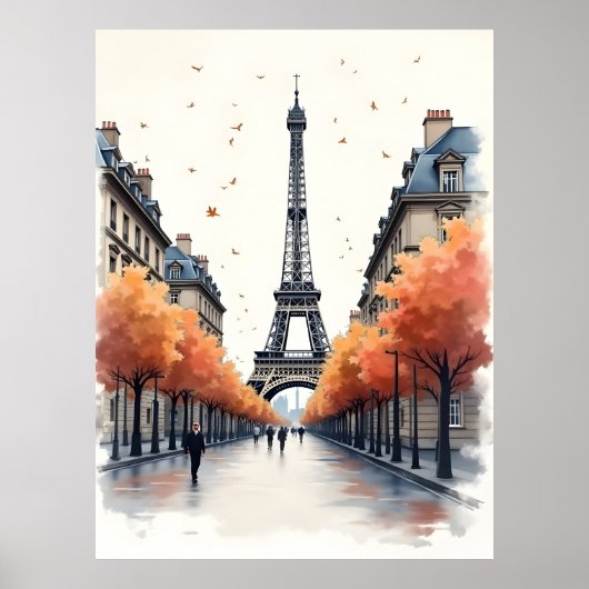 Parijs aquarel kunst poster (Voorkant)