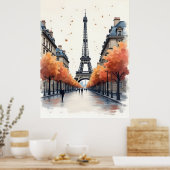 Parijs aquarel kunst poster (Keuken)
