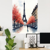Parijs aquarel kunst poster (Thuiskantoor)