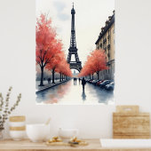 Parijs aquarel kunst poster (Keuken)