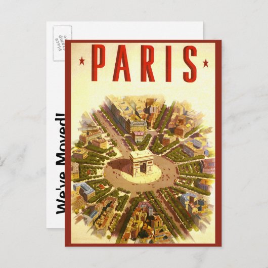 Parijs, Arc de Triomphe, Wijziging van adres Aankondigingskaart (Voorkant / Achterkant)