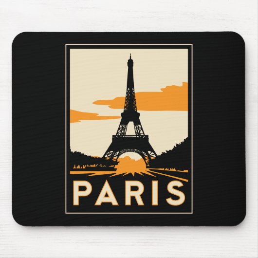 parijs art deco retro reisposter muismat (Voorkant)