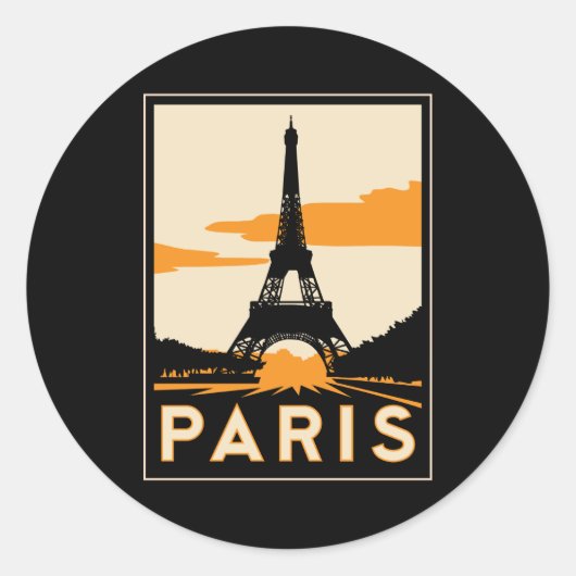 parijs art deco retro reisposter ronde sticker (Voorkant)