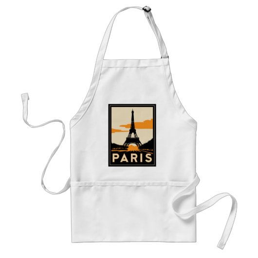 parijs art deco retro reisposter standaard schort (Voorkant)