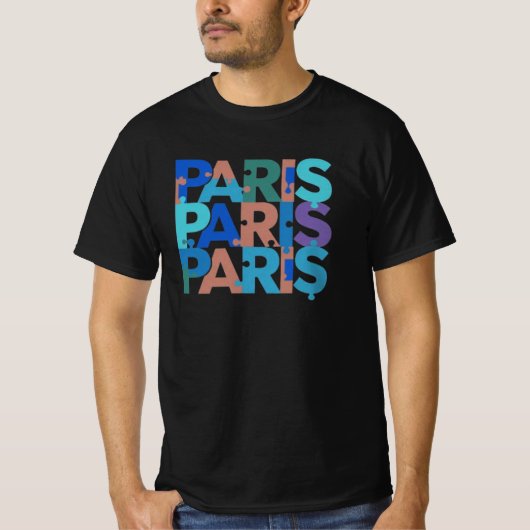 Parijs: Artful Puzzle Typography 4 T-shirt (Voorkant)
