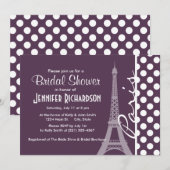 Parijs; Aubergine Paarse Polka Dots Kaart (Voorkant / Achterkant)