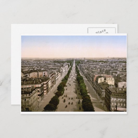  Parijs, Avenue des Champs-Élysées panorama Briefkaart (Voorkant / Achterkant)