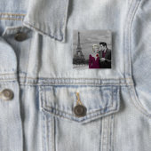 Parijs B&W 2 Vierkante Button 5,1 Cm (In situ)