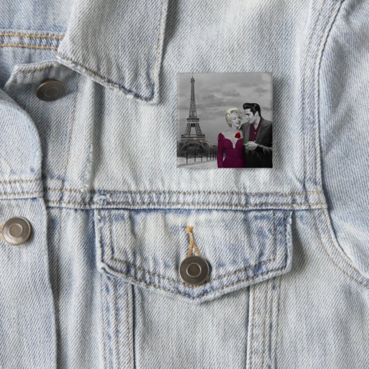 Parijs B&W 2 Vierkante Button 5,1 Cm (In situ)