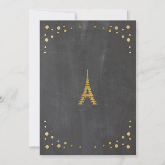 Parijs Baby shower Chalk Gold Eiffeltoren Kaart (Achterkant)