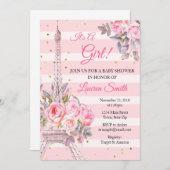 Parijs Baby shower Uitnodiging Eiffeltoren (Voorkant / Achterkant)