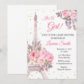 Parijs Baby shower Uitnodiging Eiffeltoren (Voorkant / Achterkant)