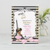 Parijs Baby shower uitnodiging Etnisch (Staand voorkant)