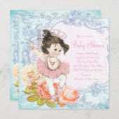 Parijs Ballerina Baby shower Kaart (Voorkant / Achterkant)