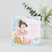 Parijs Ballerina Baby shower Kaart (Staand voorkant)