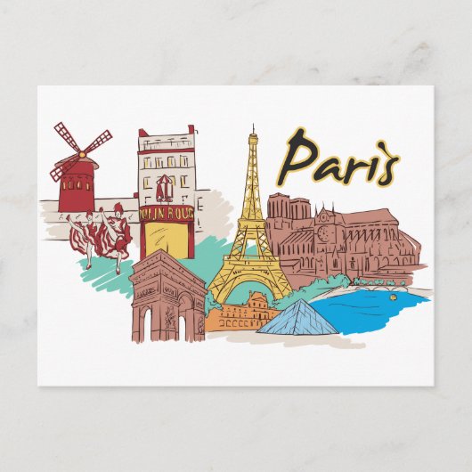 Parijs, beroemde stad Frankrijk Briefkaart (Voorkant)