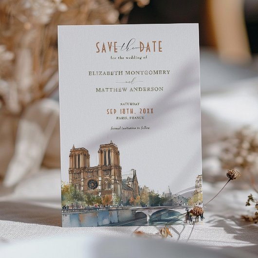 Parijs Bestemming Bewaar de datum Notre Dame Kaart