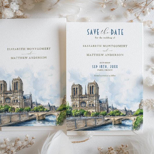 Parijs Bestemming Bewaar de datum Notre Dame Kaart