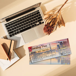 Parijs Bestemming Boarding Pass Bruiloft Kaart
