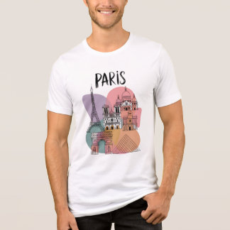 Parijs bezienswaardigheden - kleurrijke geïllustre Tri-Blend shirt