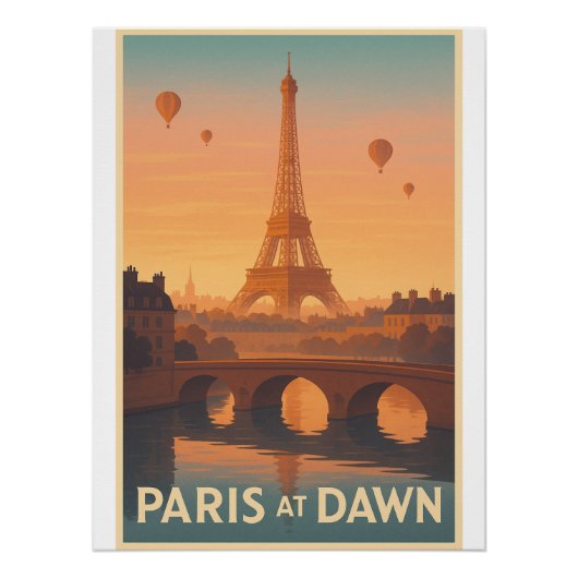 Parijs bij dageraad retro reizen perfect poster (Voorkant)