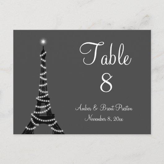 Parijs bij het nummer van de nachtetabel briefkaart (Voorkant)