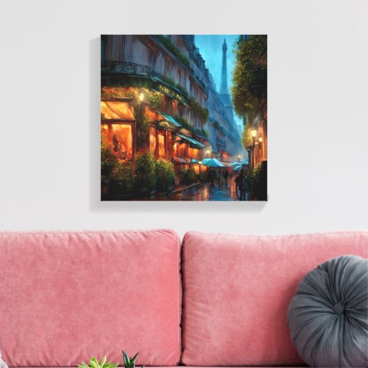 Parijs bij nacht canvas afdruk (Insitu (Woonkamer))