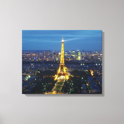 Parijs bij Nacht Luchtpanorama Print Canvas (Voorkant)