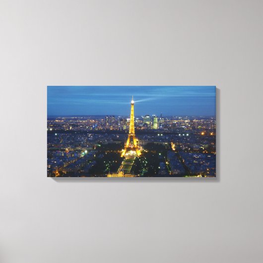 Parijs bij Nacht Luchtpanorama Print Canvas (Voorkant)