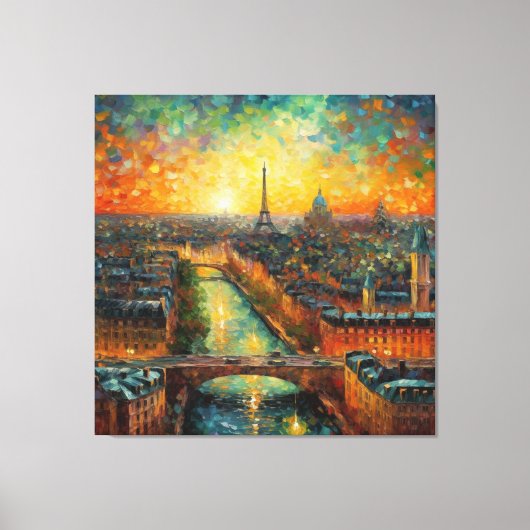 Parijs bij nacht van Gogh stijl Canvas Afdruk (Voorkant)
