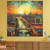 Parijs bij nacht van Gogh stijl Canvas Afdruk (Insitu (Woonkamer))