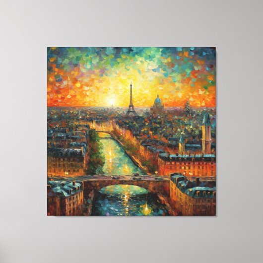 Parijs bij nacht van Gogh stijl Canvas Afdruk (Voorkant)