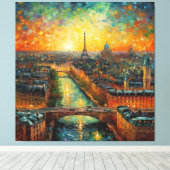 Parijs bij nacht van Gogh stijl Canvas Afdruk (Insitu (Houten vloer))