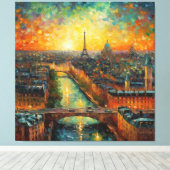 Parijs bij nacht van Gogh stijl Canvas Afdruk (Insitu (Houten vloer))