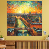 Parijs bij nacht van Gogh stijl Canvas Afdruk (Insitu (Woonkamer))