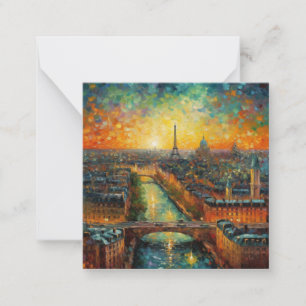 Parijs bij nacht van Gogh stijl Notitiekaartje