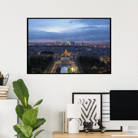 Parijs bij Night Poster (Thuiskantoor)