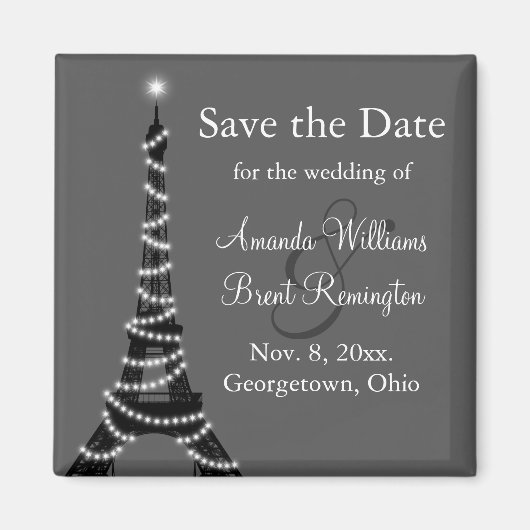 Parijs bij Night Save the Date Magnet (Voorkant)