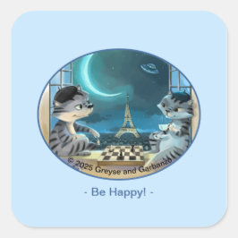 Parijs bij Night Square Stickers - Happy