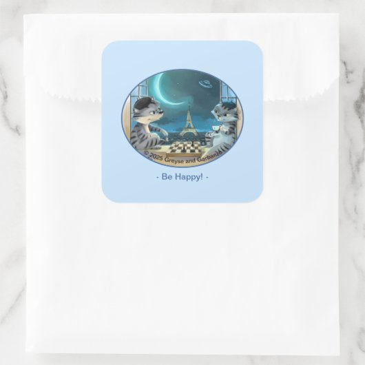 Parijs bij Night Square Stickers - Happy (Tas)