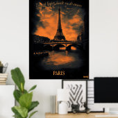 Parijs bij schemering - Houtskool monochrome kunst Poster (Thuiskantoor)