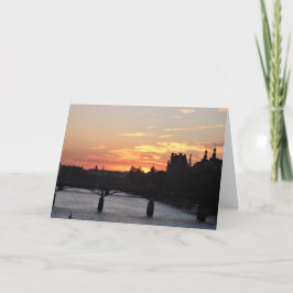 Parijs bij zonsondergang blanco wenskaart notitiekaartje