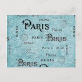 Parijs | Blauwe Damask Briefkaart (Voorkant)