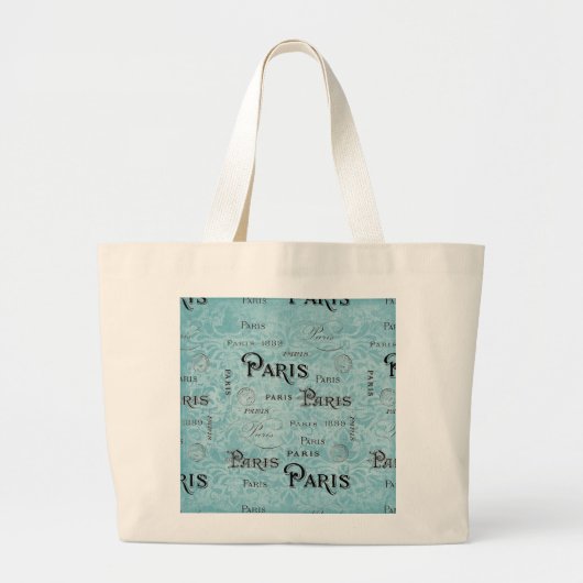 Parijs | Blauwe Damask Grote Tote Bag (Voorkant)